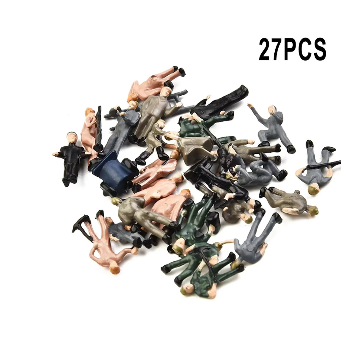 27 Stück Modellbau Figuren Set Eisenbahn Arbeiter mit Werkzeug im Maßstab 1:87 HO Multicolor - Bild 2