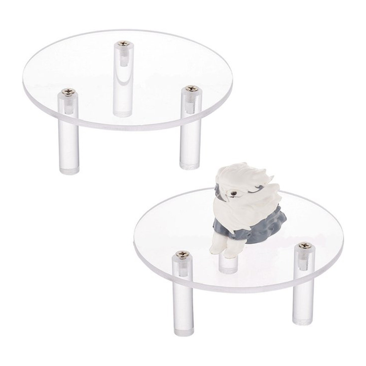 2er Pack Acryl Schmuck Display Riser und runde Kuchenständer aus transparentem Acryl mit 3-Bein-Halterung - Bild 1