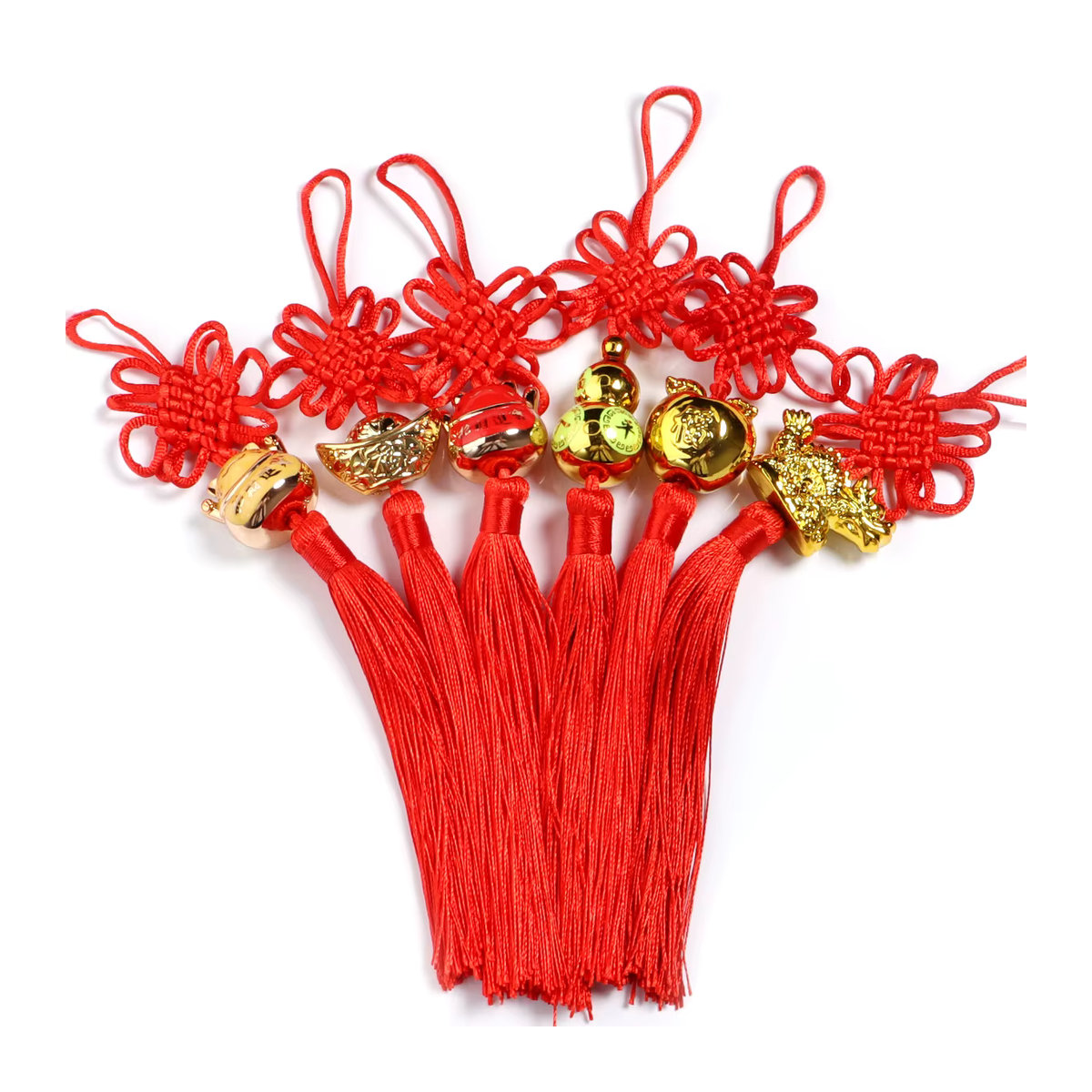 2er-Pack Chinesische Knoten Quasten Anhänger in Rot für Frühlingsfest und Party-Dekoration, Höhe: 23-25 cm - Bild 2