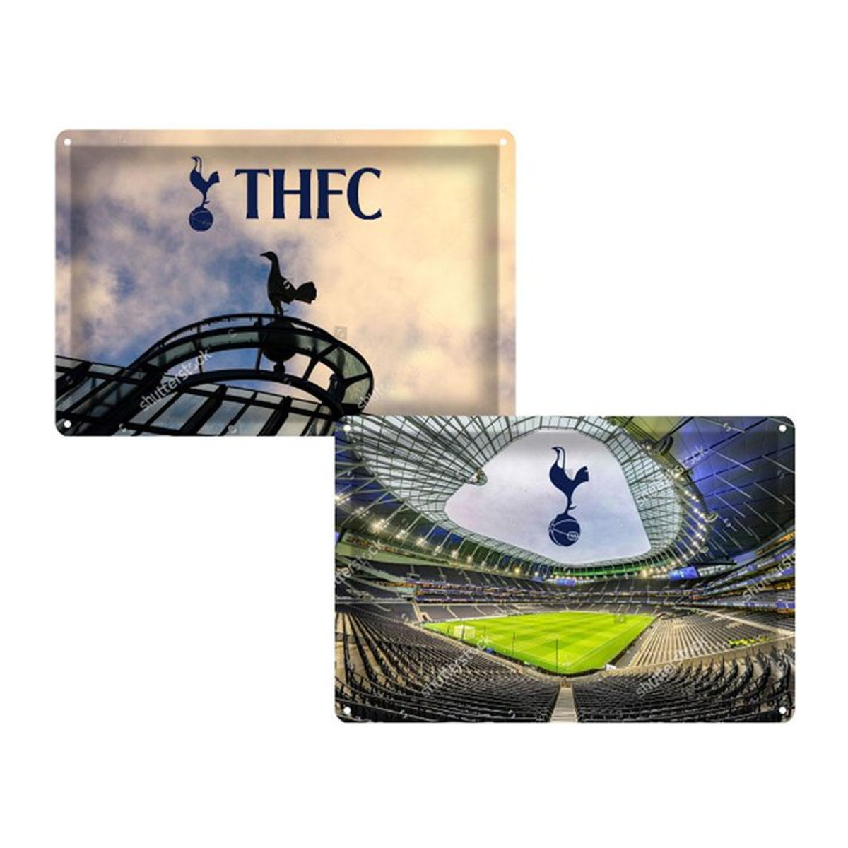 2er Pack Tottenham Hotspur FC Stadion Schild aus Metall mit Wappen, B: 30 cm, H: 30 cm - Bild 1