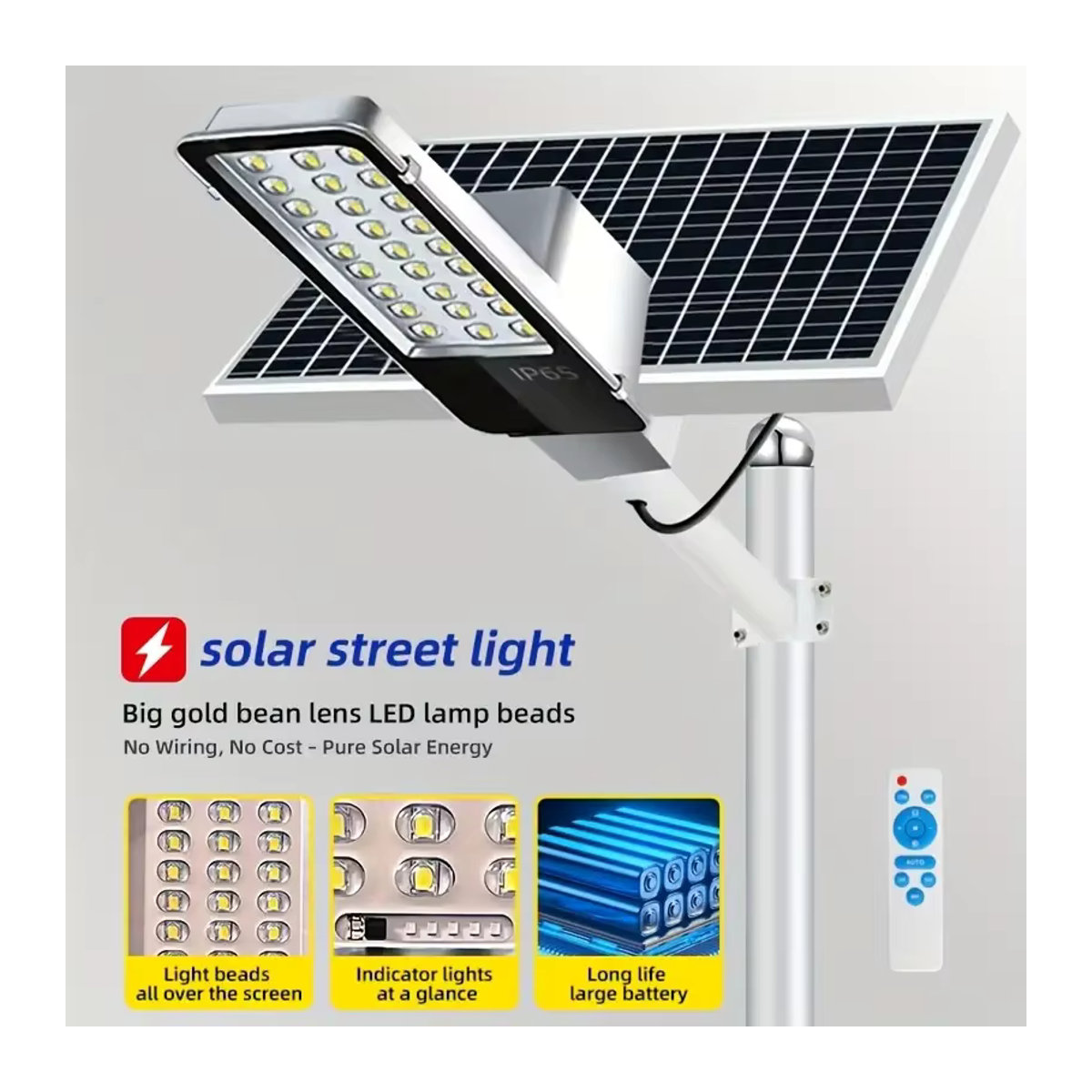 2er-Pack YQCHEZI Solar-Straßenlaternen mit 6000 mAh Akku und großem Panel, Cool Daylight 7500 K Lichtfarbe - Bild 5
