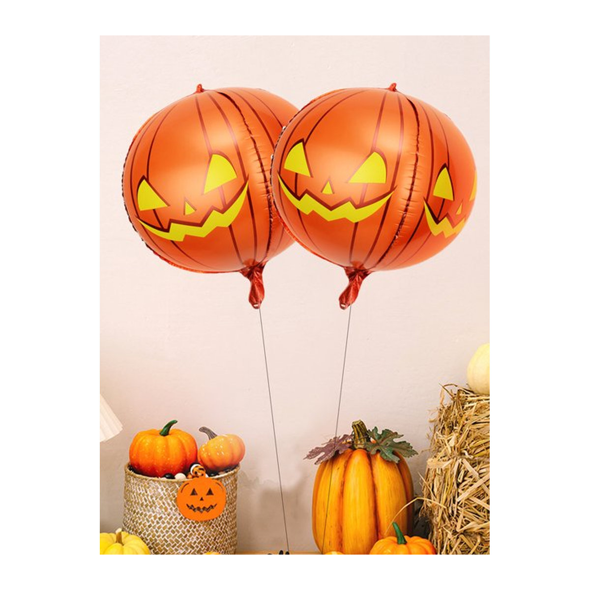 2er-Set aufblasbare 4D Kürbis-Ballons in Orange für Halloween-Dekorationen und Kinder als Spielzeug von EACH PARTY - Bild 1