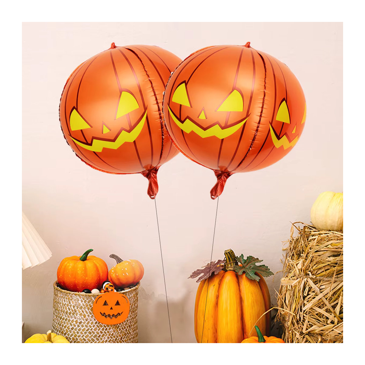2er-Set aufblasbare 4D Kürbis-Ballons in Orange für Halloween-Dekorationen und Kinder als Spielzeug von EACH PARTY - Bild 6