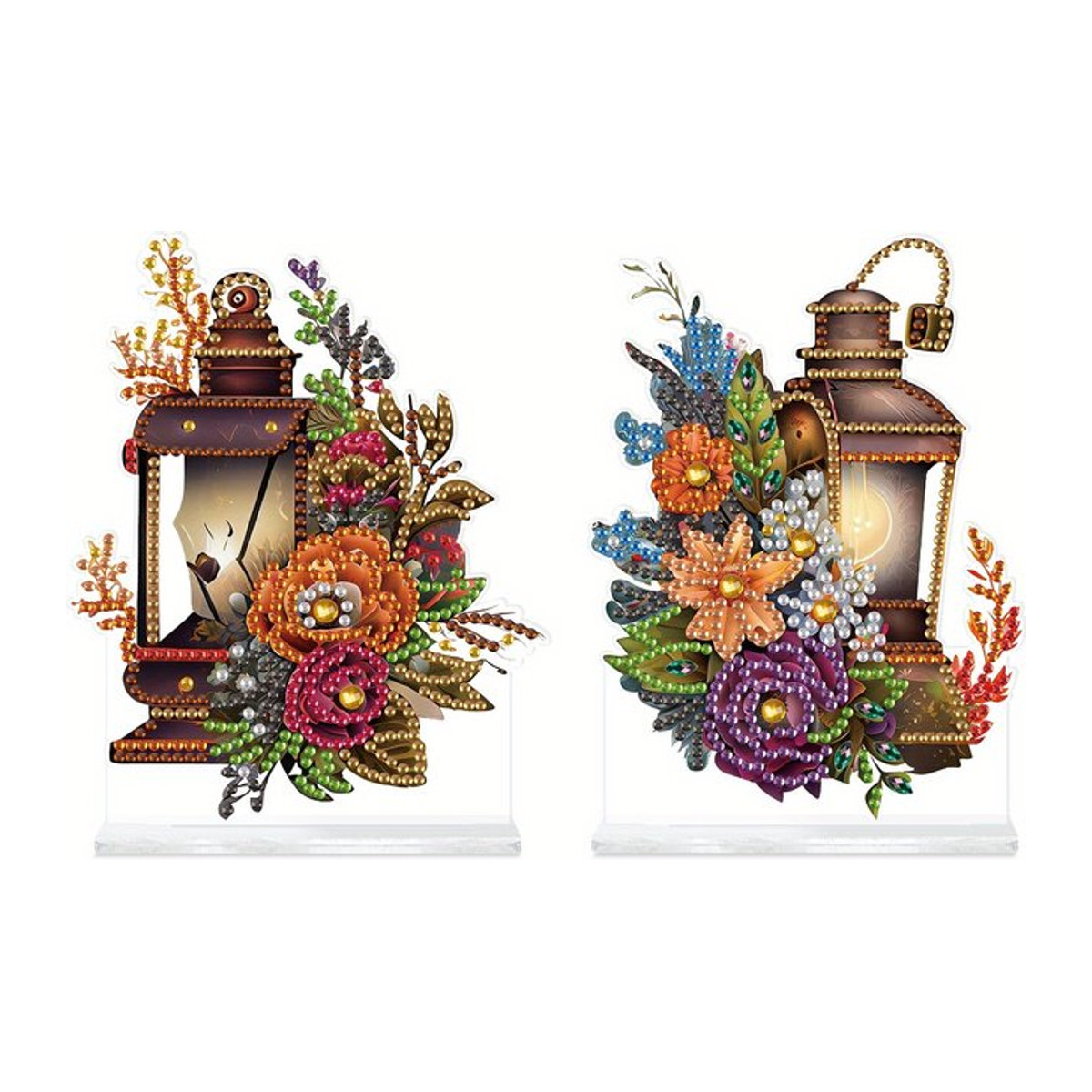 2er-Set Blume Diamant Kunst Malerei Ornamente in Multicolor als Tischdekoration - Bild 1