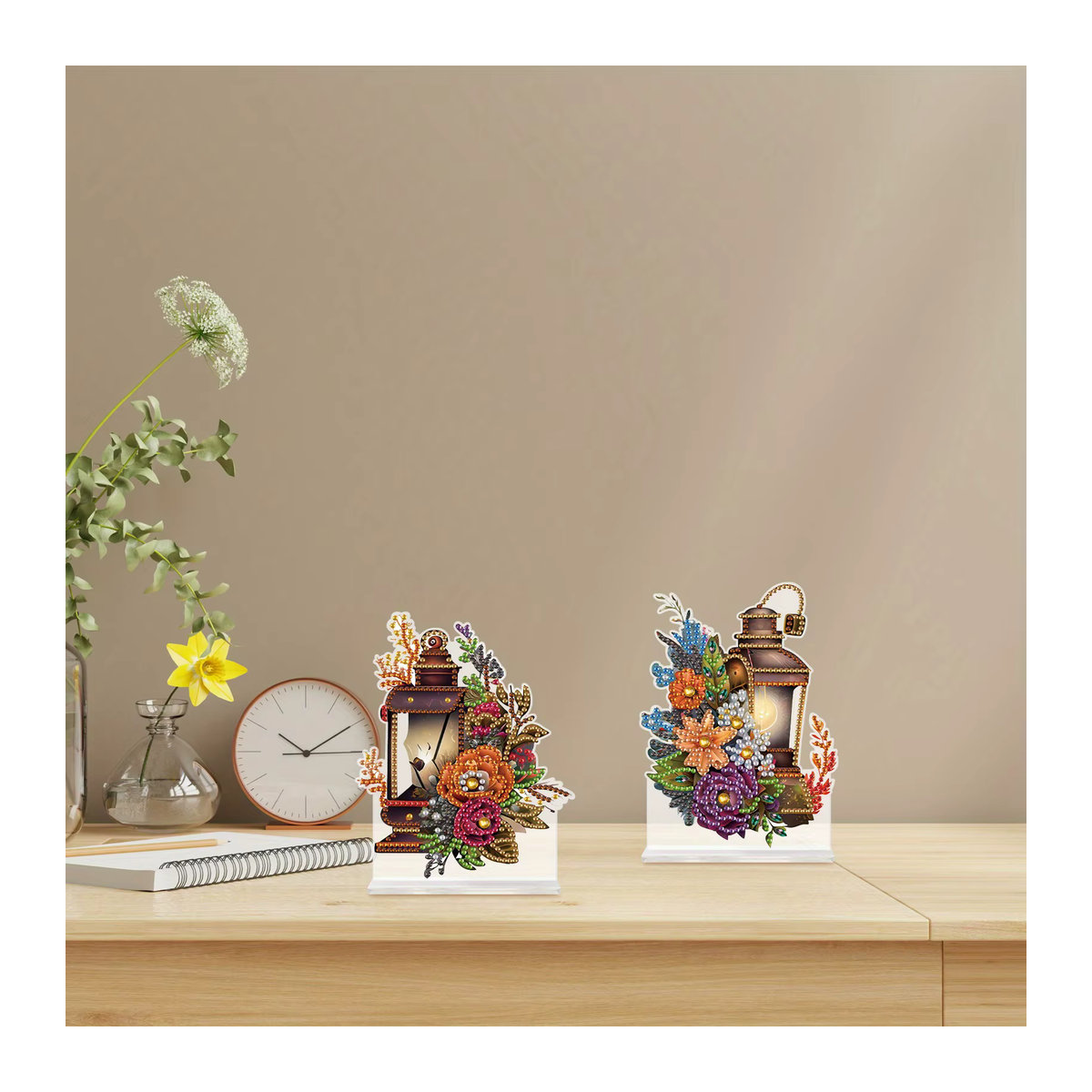 2er-Set Blume Diamant Kunst Malerei Ornamente in Multicolor als Tischdekoration - Bild 3