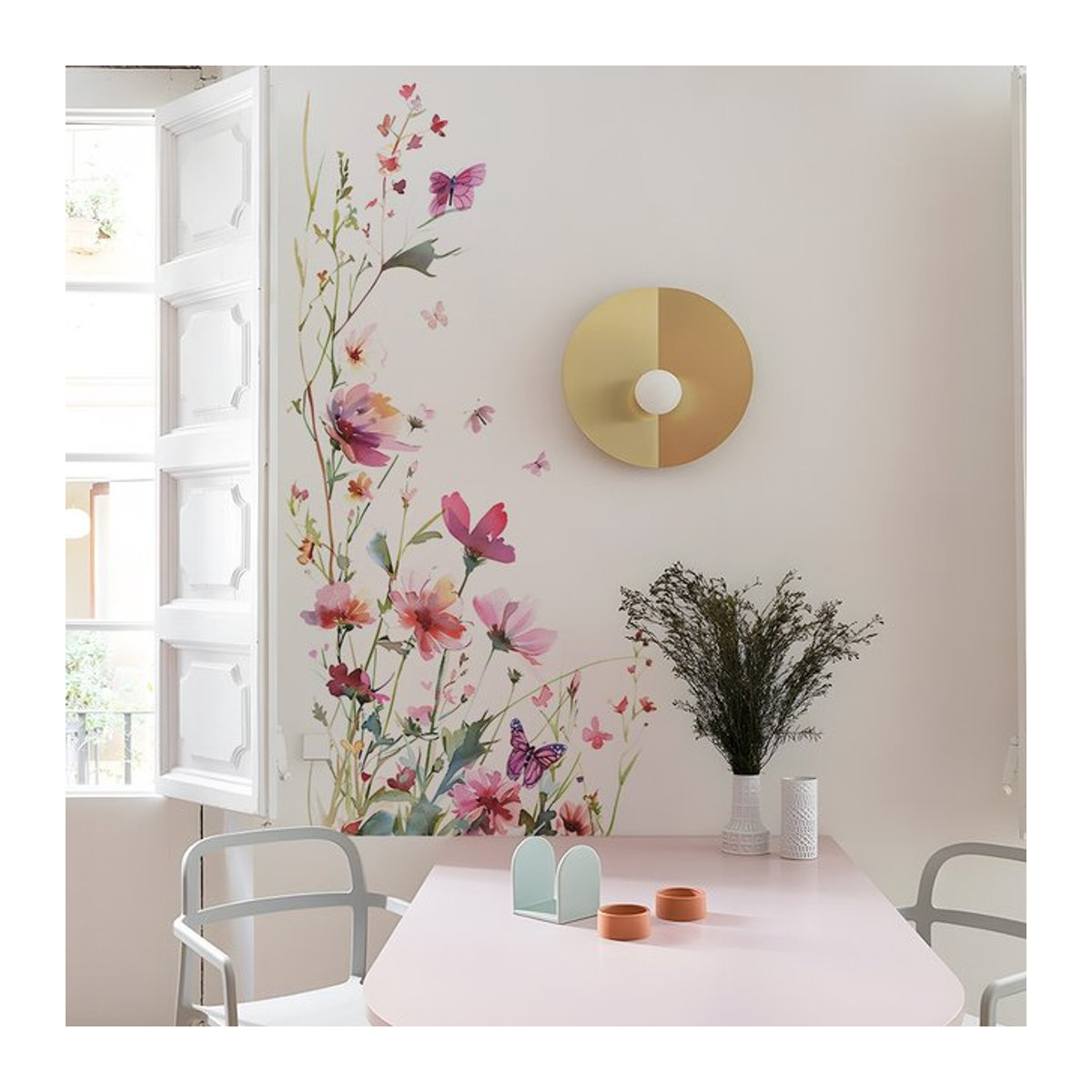 2er-Set dekorative Wandaufkleber mit Blumen- und Blättermotiv für Wohnzimmer und Schlafzimmer - Bild 1