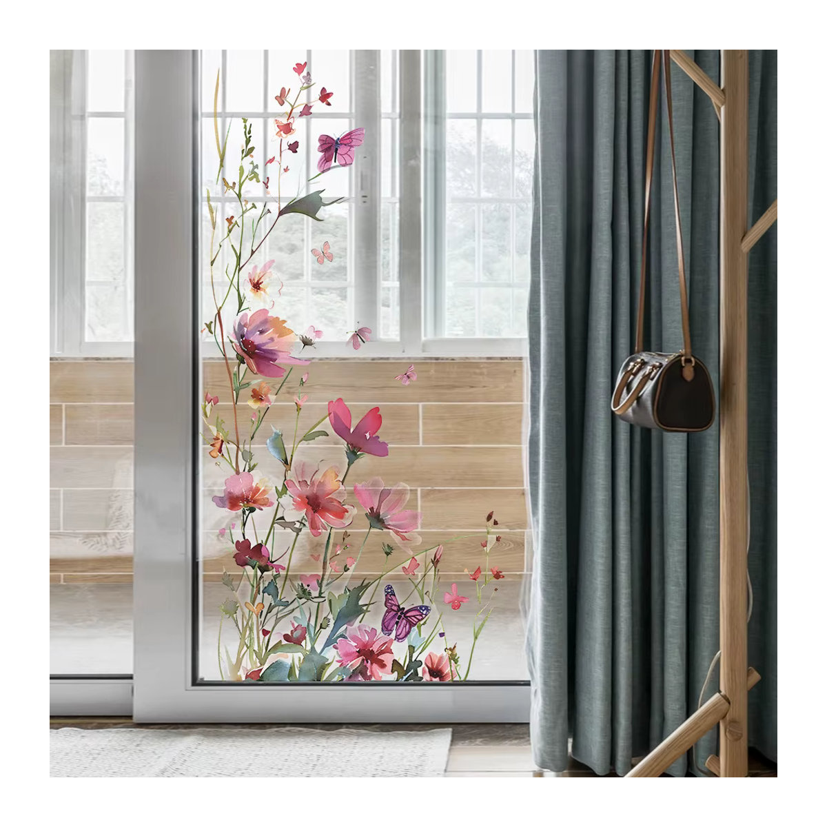 2er-Set dekorative Wandaufkleber mit Blumen- und Blättermotiv für Wohnzimmer und Schlafzimmer - Bild 2
