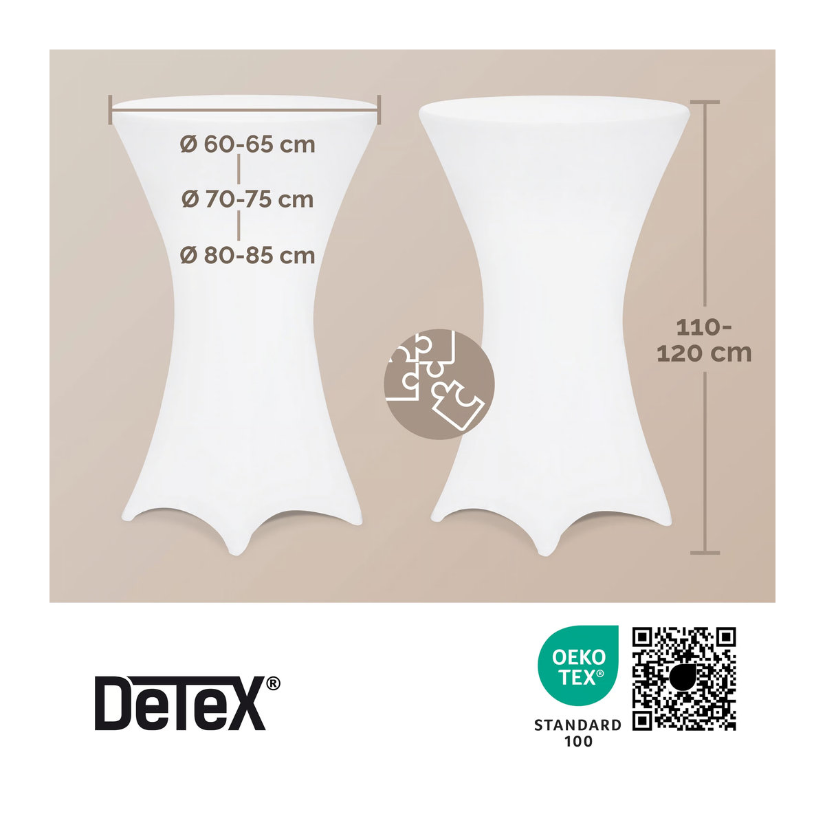 2er-Set Detex Stehtischhusse in Weiß Durchmesser: 80 cm - Bild 1