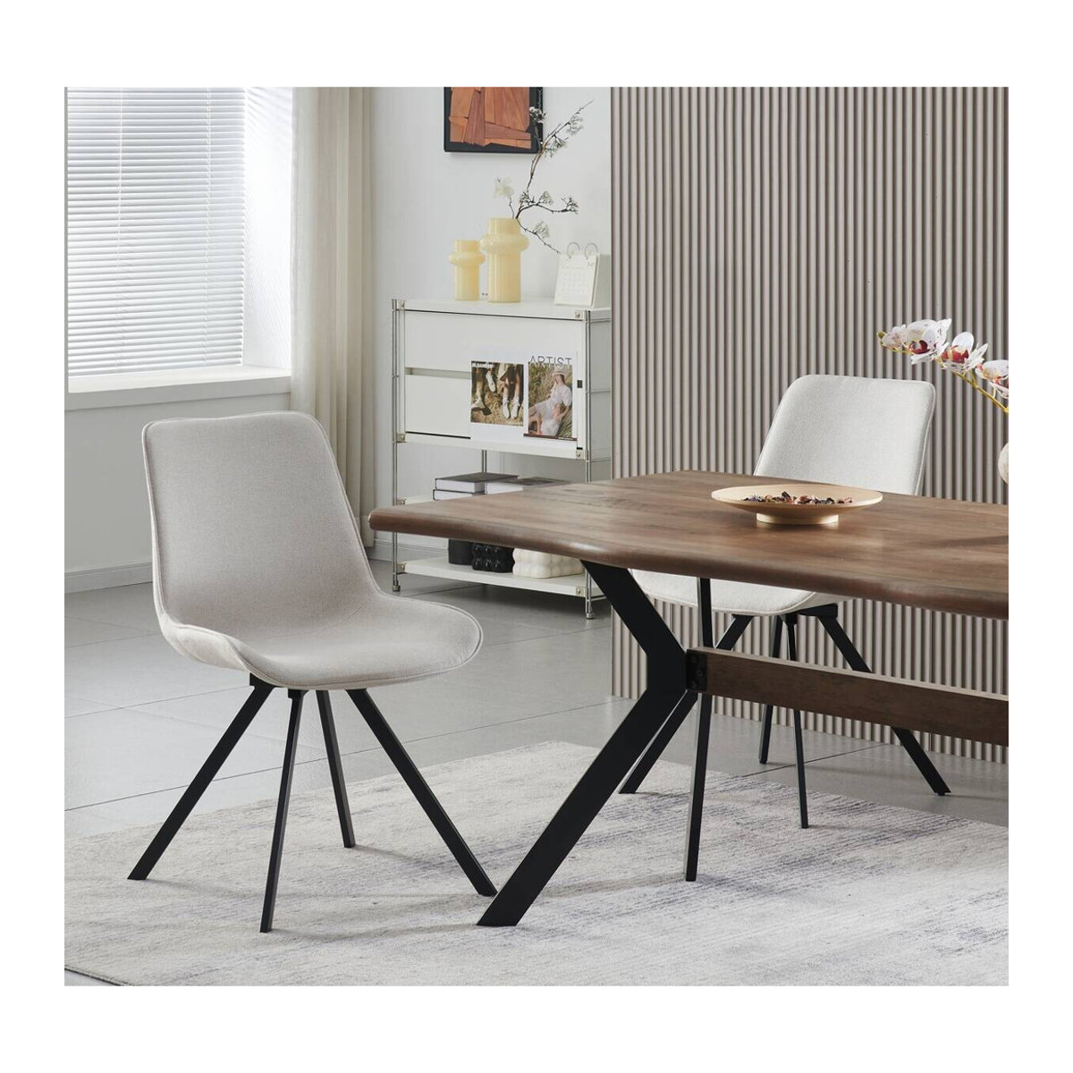2er Set Drehstühle EMILIA von xonox.home in Beige, moderner Webstoff, B/H/T: 52 x 85 x 61 cm - Bild 1