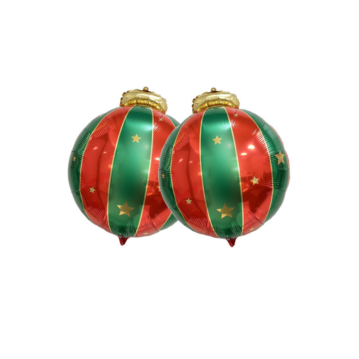 2er-Set EACH PARTY Weihnachtskugeln aus Kunststoff als hängende Dekoration, mehrfarbig und rund mit Sternen-Design - Bild 4
