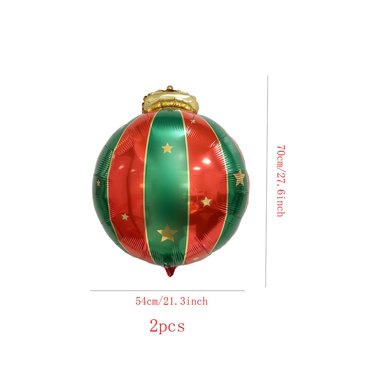 2er-Set EACH PARTY Weihnachtskugeln aus Kunststoff als hängende Dekoration, mehrfarbig und rund mit Sternen-Design - Bild 5