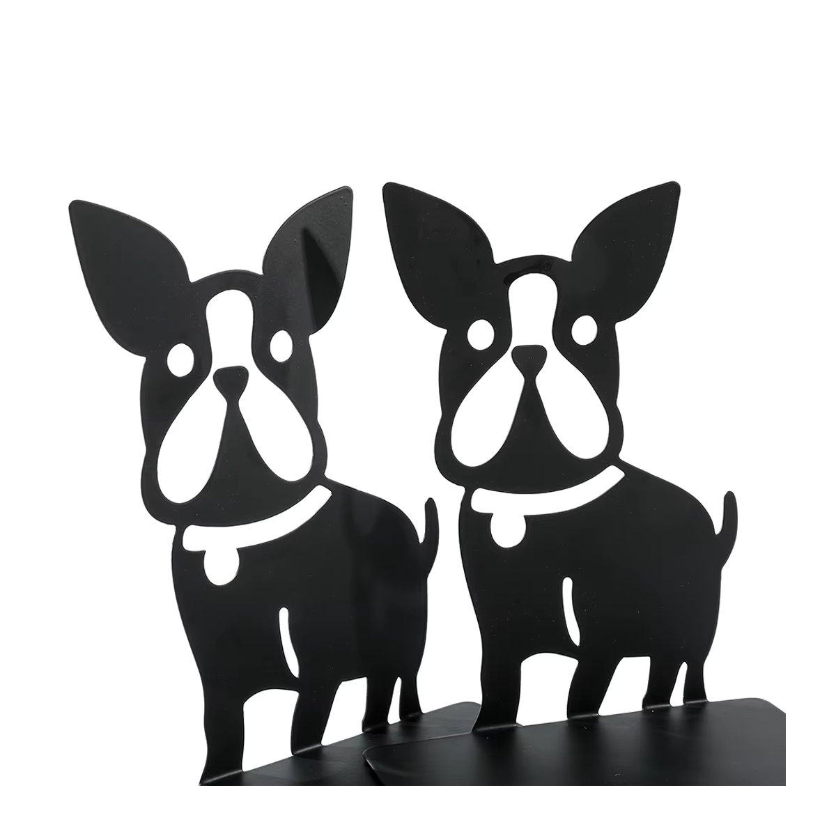 2er-Set Französische Bulldogge Buchstützen aus Metall in Schwarz für dein Bücherregal oder deinen Schreibtisch - Bild 2