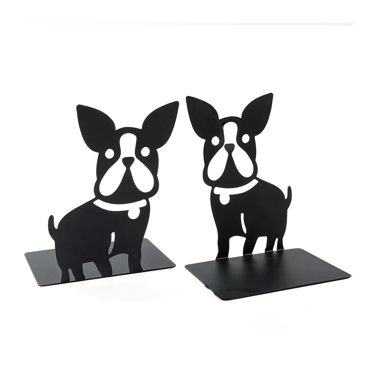 2er-Set Französische Bulldogge Buchstützen aus Metall in Schwarz für dein Bücherregal oder deinen Schreibtisch - Bild 3