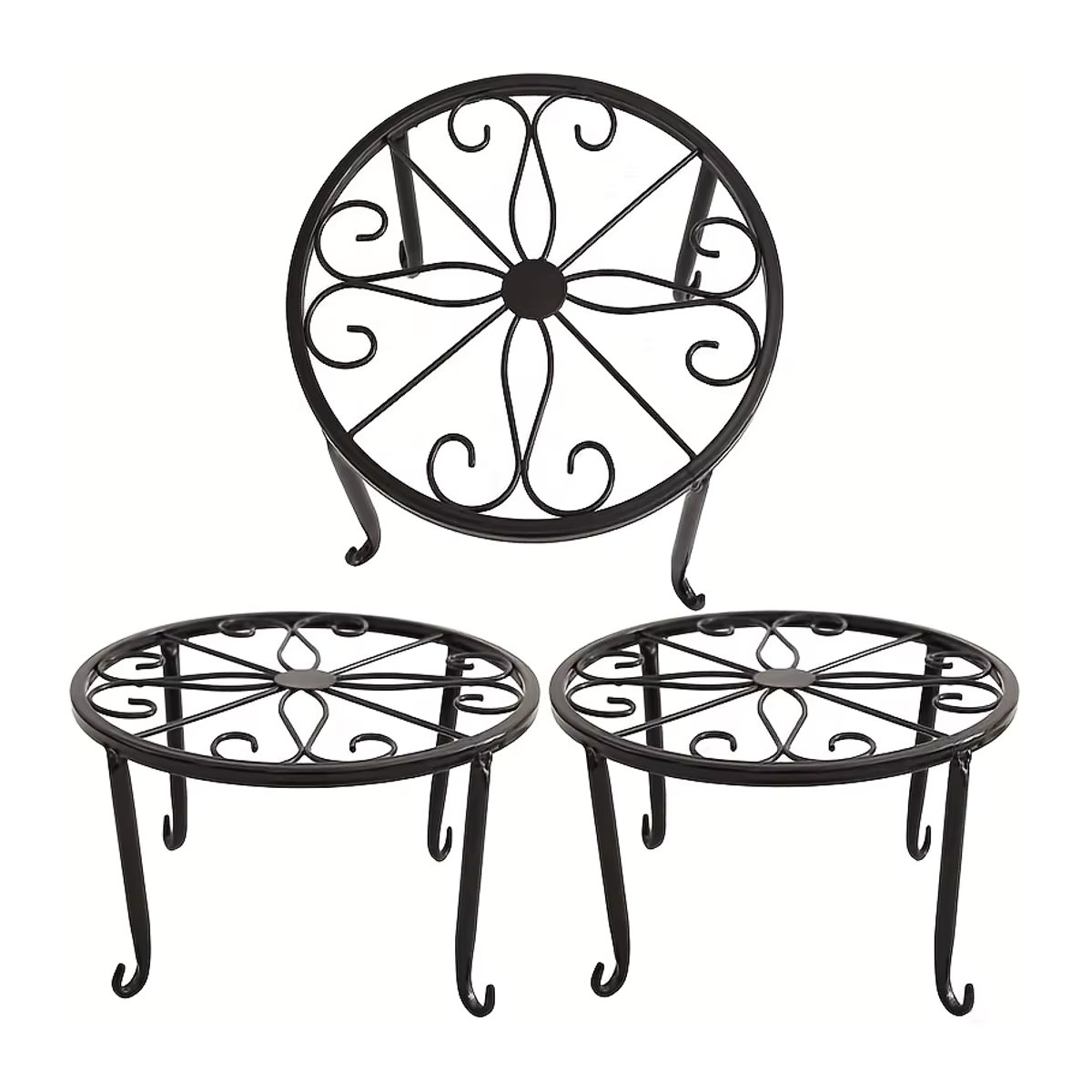 2er-Set geometrische Pflanzenständer aus rostfreiem Eisen in Weiß für Garten und Innenbereich - Bild 3