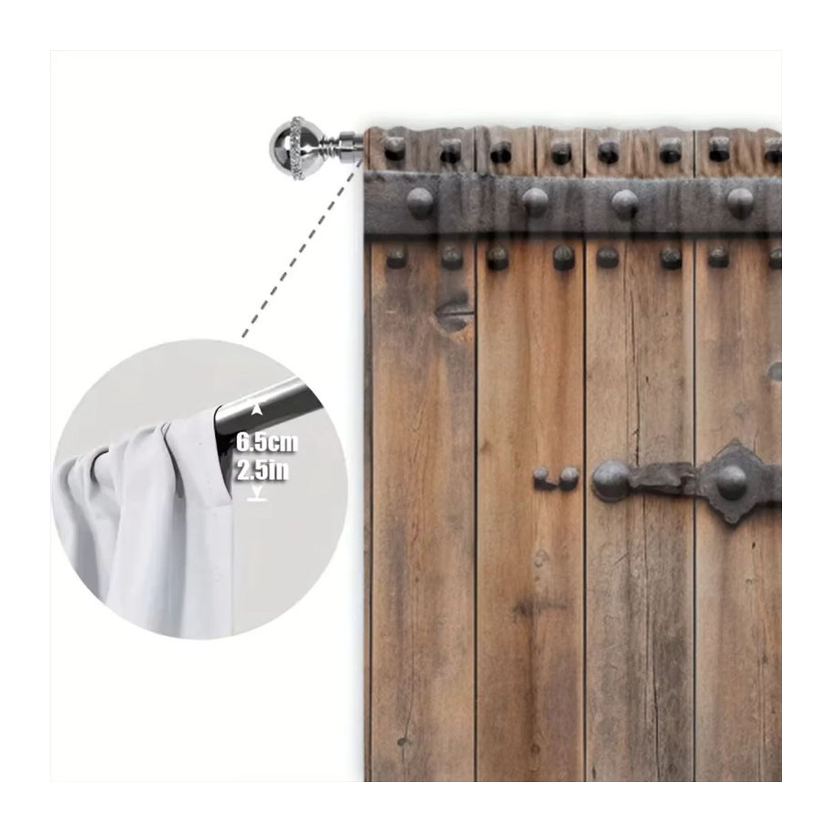 2er-Set Holztor-Muster Vorhang mit Stabtaschen für Wohnzimmer, Schlafzimmer und Büro - Bild 5