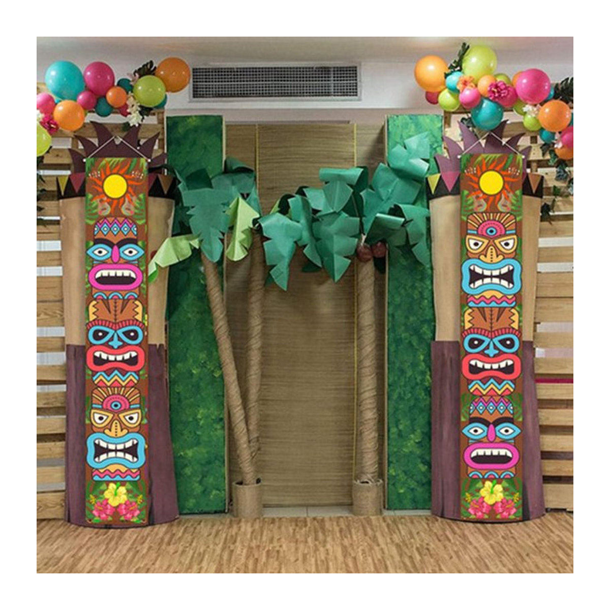 2er-Set Kesoto Hawaii Wandbehang mit floralem Design, mehrfarbiger Textil-Türbanner für Strand- und Poolpartys - Bild 1