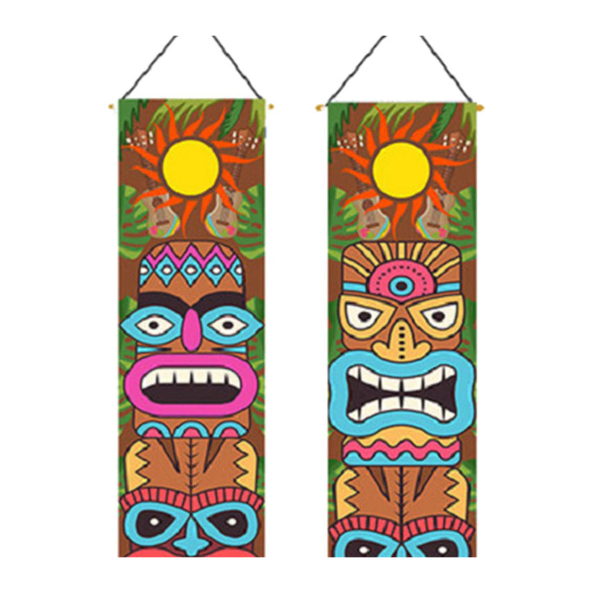 2er-Set Kesoto Hawaii Wandbehang mit floralem Design, mehrfarbiger Textil-Türbanner für Strand- und Poolpartys - Bild 4