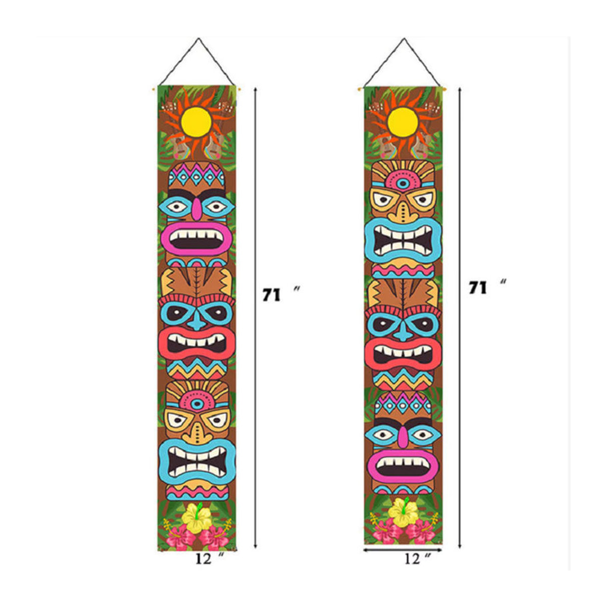 2er-Set Kesoto Hawaii Wandbehang mit floralem Design, mehrfarbiger Textil-Türbanner für Strand- und Poolpartys - Bild 5
