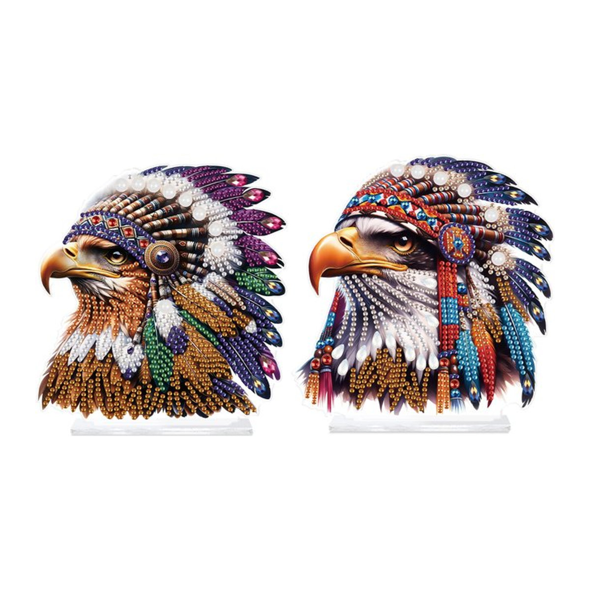 2er Set Kristall Diamant Malerei Kit Adler Tischornamente Multicolor - Bild 1