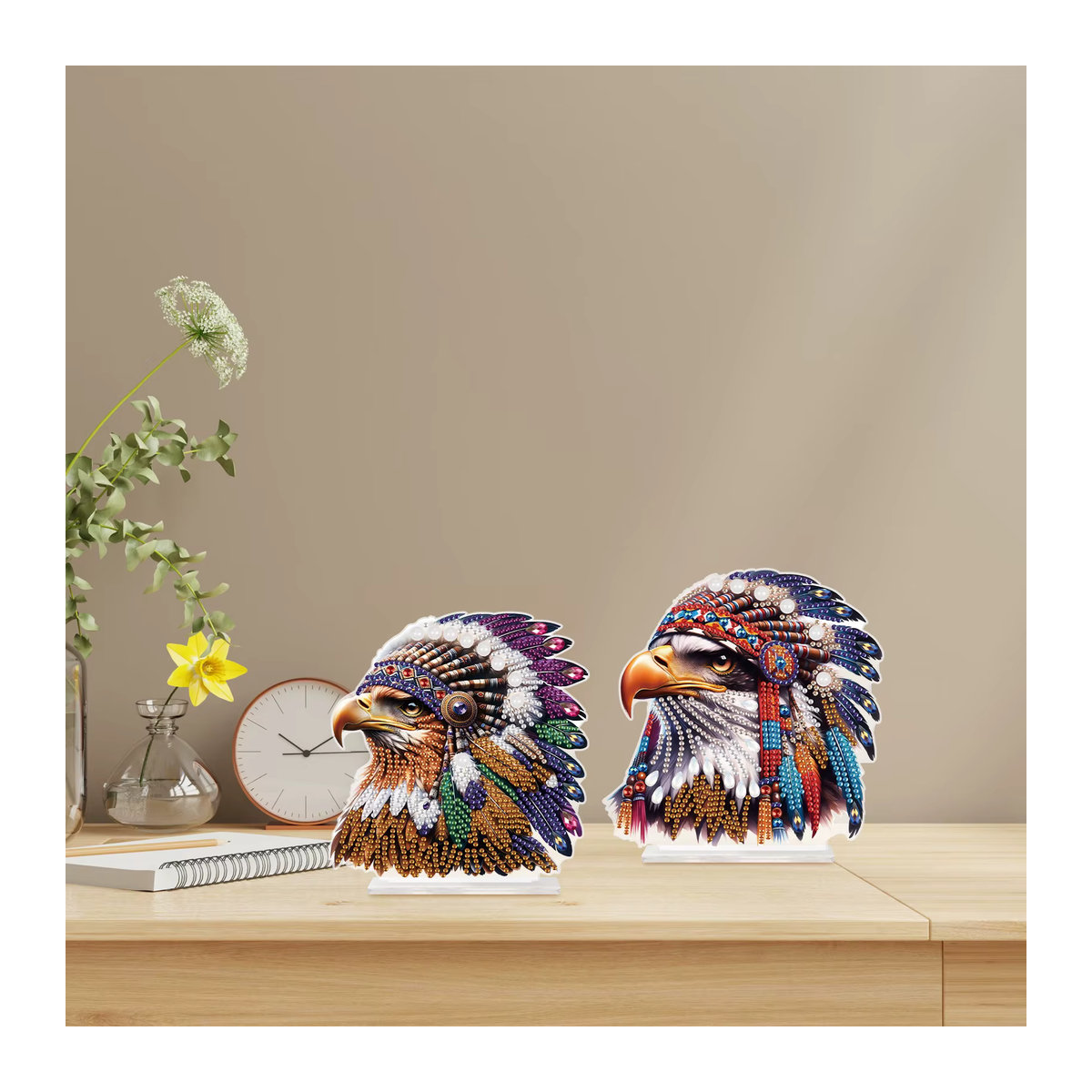 2er Set Kristall Diamant Malerei Kit Adler Tischornamente Multicolor - Bild 4