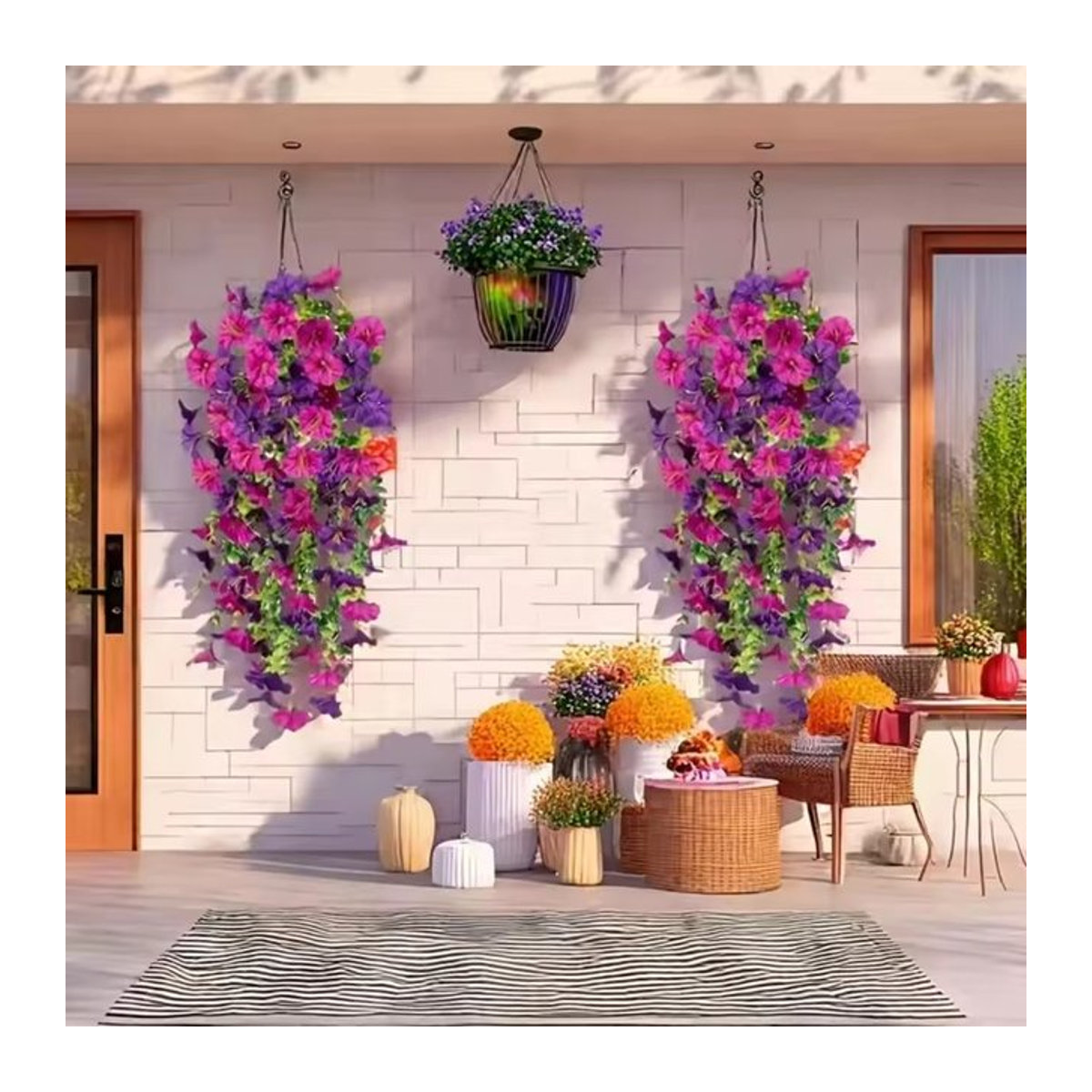 2er Set künstliche Morning Glory Blumen mit Eukalyptusblättern von ZQNYCY in Multicolor als hängende Dekoration für Hochzeit und Garten - Bild 1