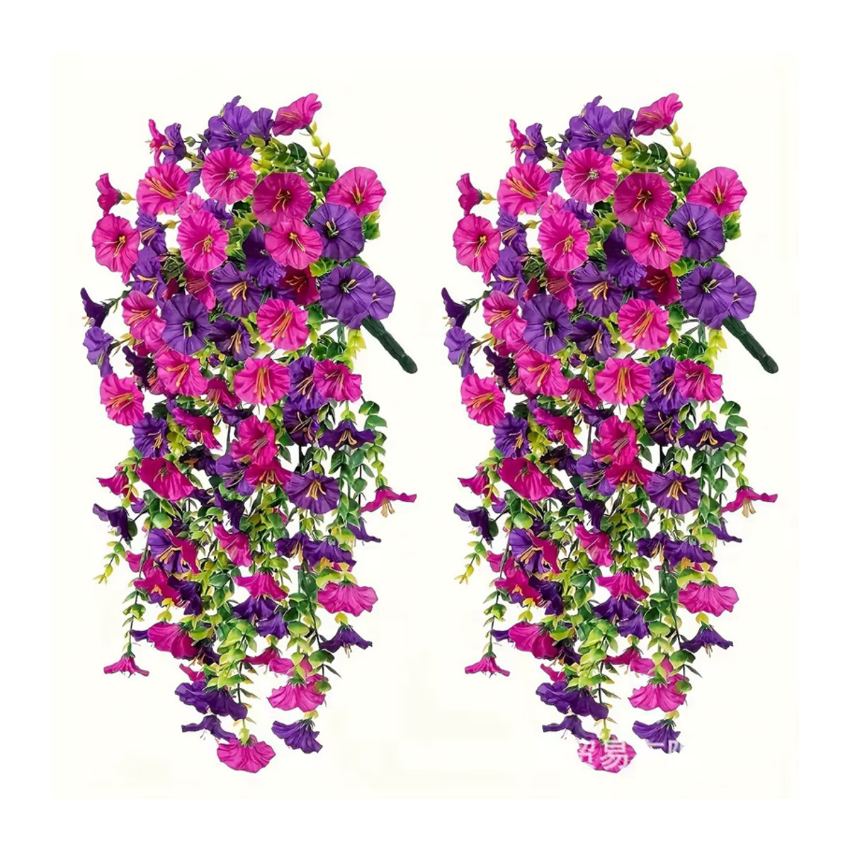 2er Set künstliche Morning Glory Blumen mit Eukalyptusblättern von ZQNYCY in Multicolor als hängende Dekoration für Hochzeit und Garten - Bild 3