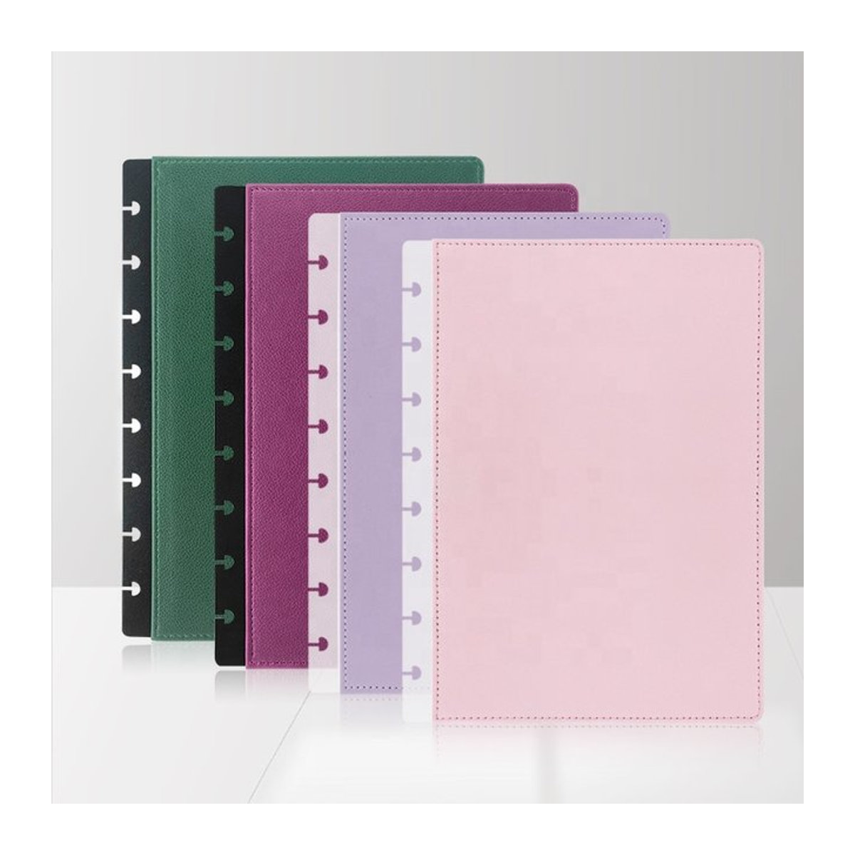 2er-Set LZN Leder Abdeckungen für A5 Disc Ring Bindung Notebooks und Planer in Lila und Mehrfarbig - Bild 1
