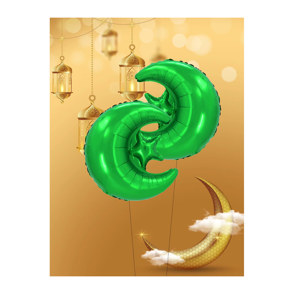 2er-Set Ramadan Luftballons in Gold mit Stern und Mond für deine Eid al-Fitr und Eid Al Adha Dekoration - Bild 2