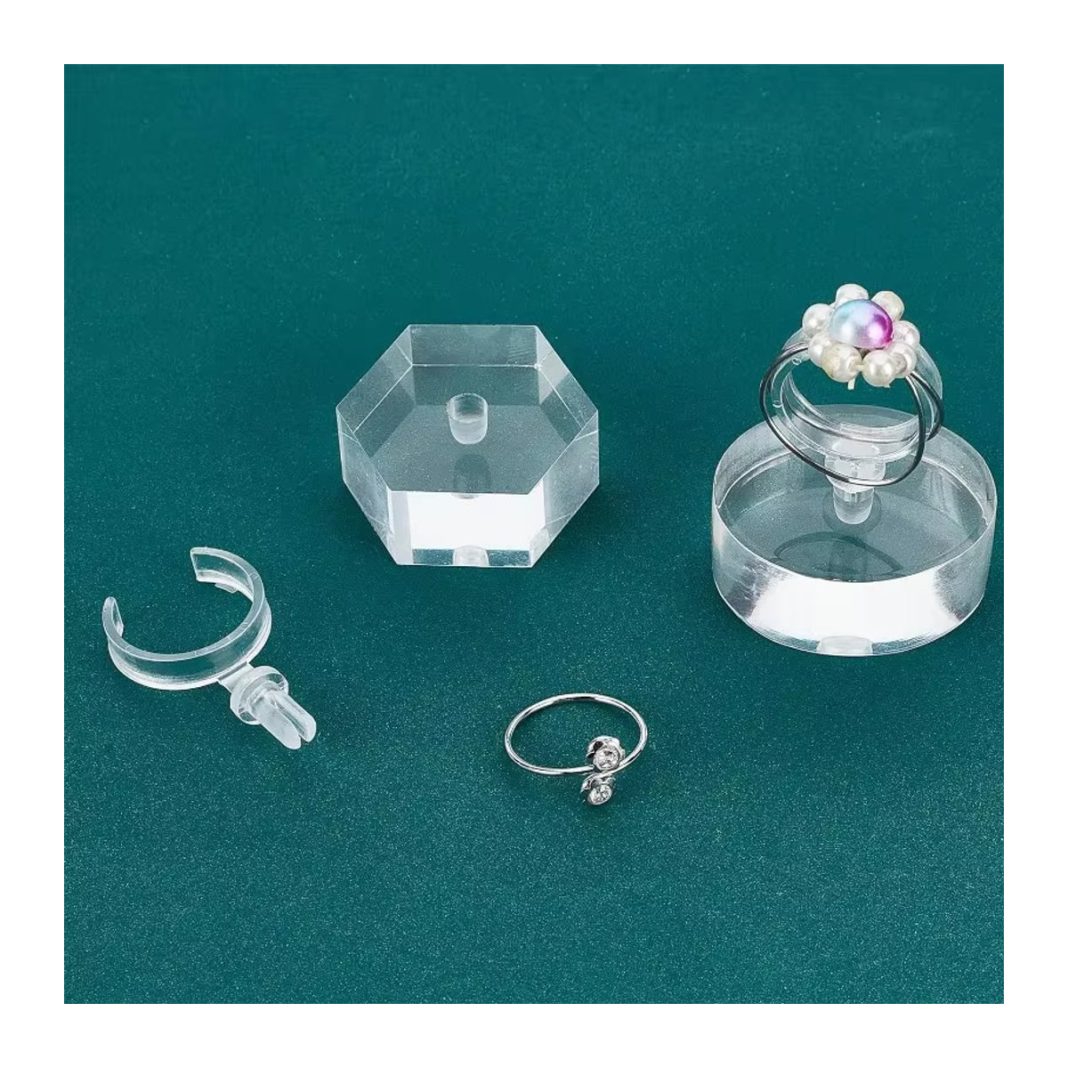 2er Set Ringhalter aus Acryl in Transparent für die Präsentation von Ringen und Schmuck - Bild 2