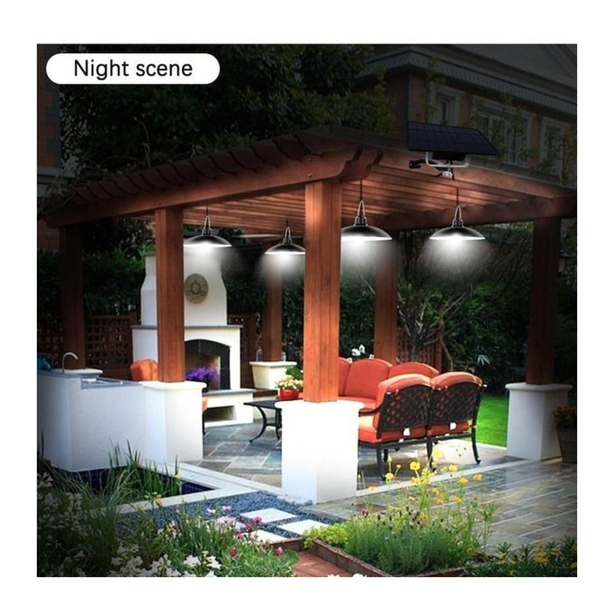 2er Set Solar-Kronleuchter von YWZT BEIMT Factory, wasserdichte LED Außenleuchten mit Fernbedienung, 60-LED Warmweiß, Schwarz, IP65 Outdoor Solarleuchten für Garten und Hof - Bild 12