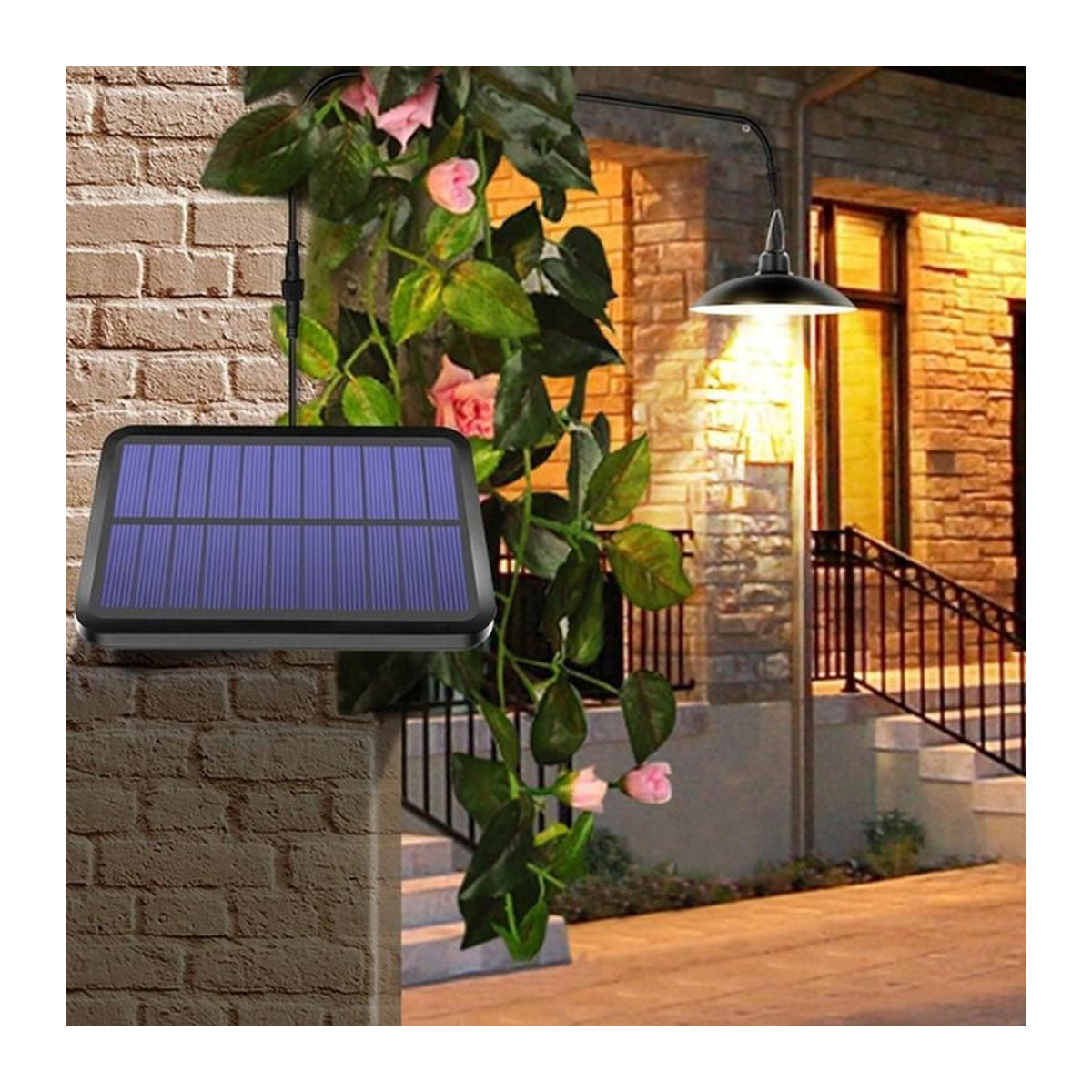 2er Set Solar-Kronleuchter von YWZT BEIMT Factory, wasserdichte LED Außenleuchten mit Fernbedienung, 60-LED Warmweiß, Schwarz, IP65 Outdoor Solarleuchten für Garten und Hof - Bild 8