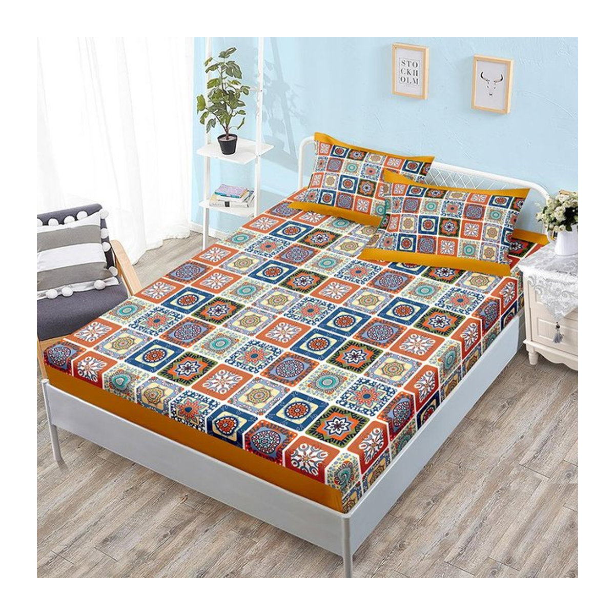 2er-Set Spannlaken im böhmischen Stil mit Reißverschluss, multicolor, H x B x T: 25 x 90 x 190 cm - Bild 1