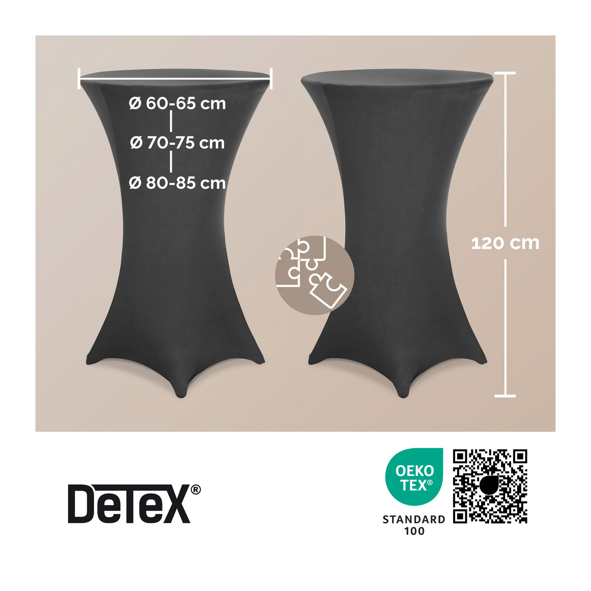 2er-Set Stehtischhusse Detex in Grau mit Durchmesser 70 cm - Bild 2