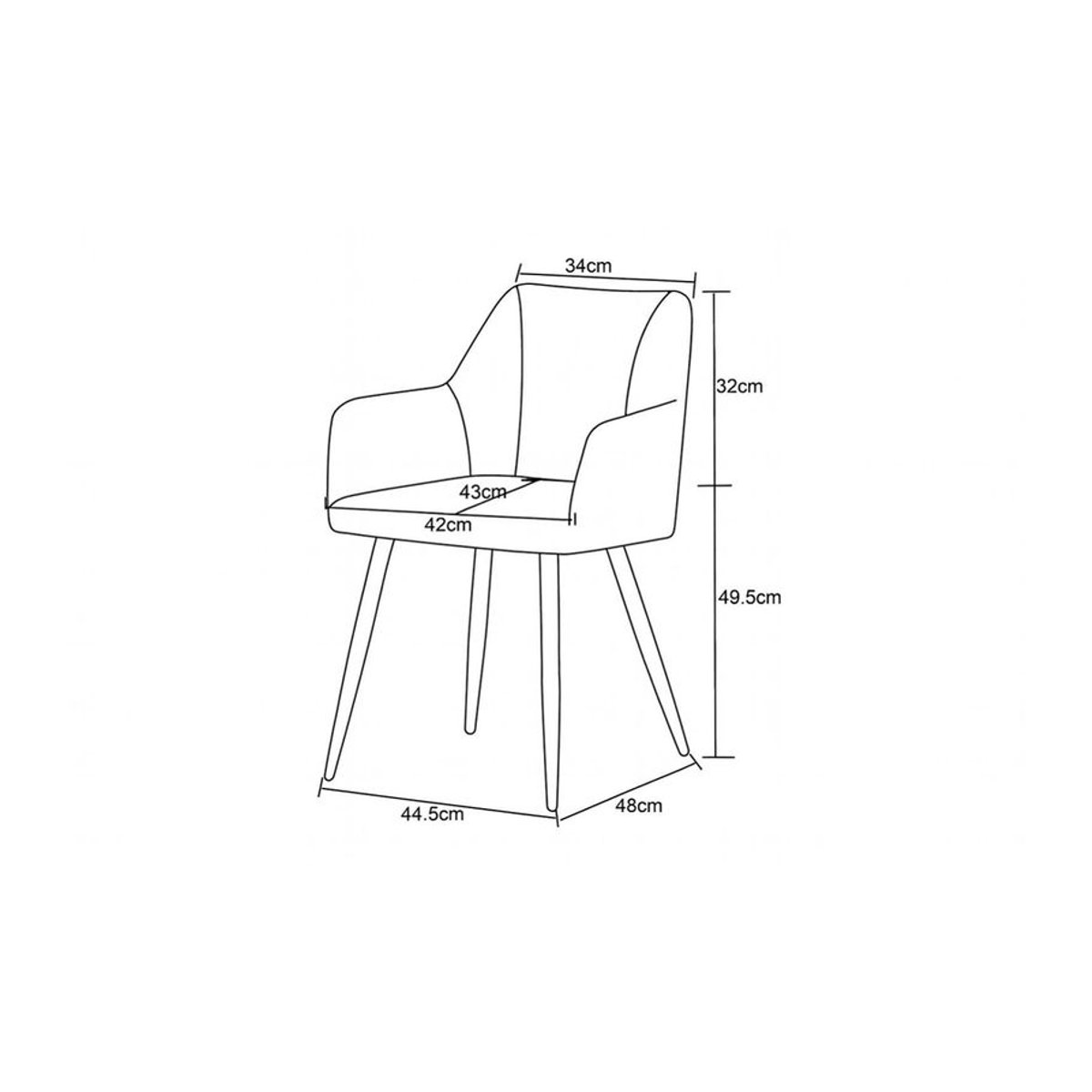 2er Set Stühle BELLA von xonox.home in Anthrazit aus modernem Stoff, B/H/T: 55 x 82 x 62 cm - Bild 1