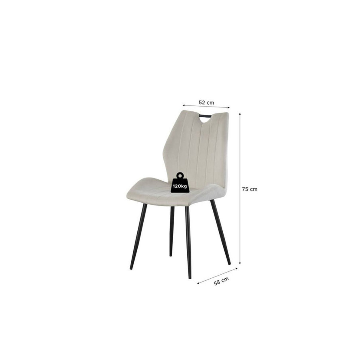 2er Set Stühle CHRISTIN von xonox.home in Beige, modern, B/H/T: 52 x 75 x 58 cm - Bild 2