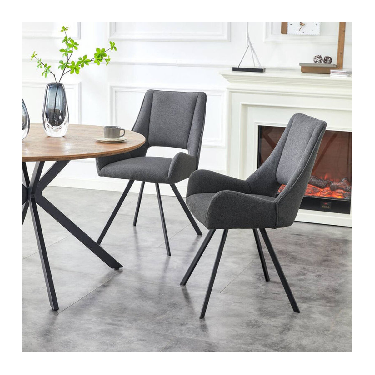2er Set Stühle HELEN von xonox.home in Anthrazit, moderner Stoffstuhl im Industrial-Design, B/H/T: 56 x 91 x 63 cm - Bild 2