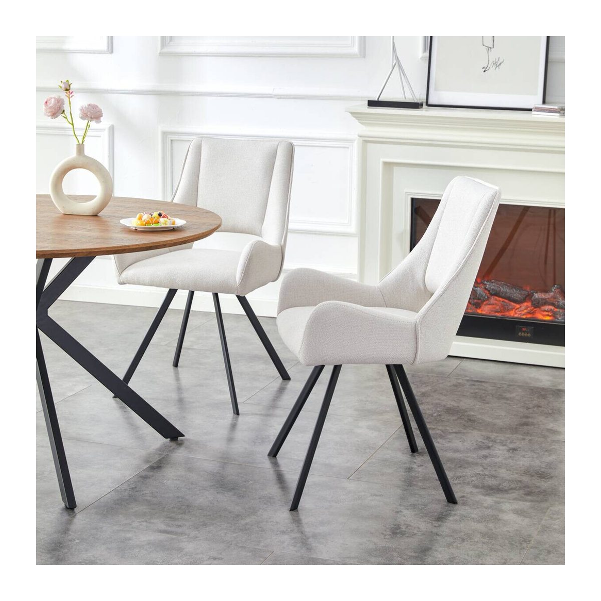 2er Set Stühle HELEN von xonox.home in Beige aus Webstoff im modernen skandinavischen Design, B/H/T: 56 x 91 x 63 cm - Bild 2
