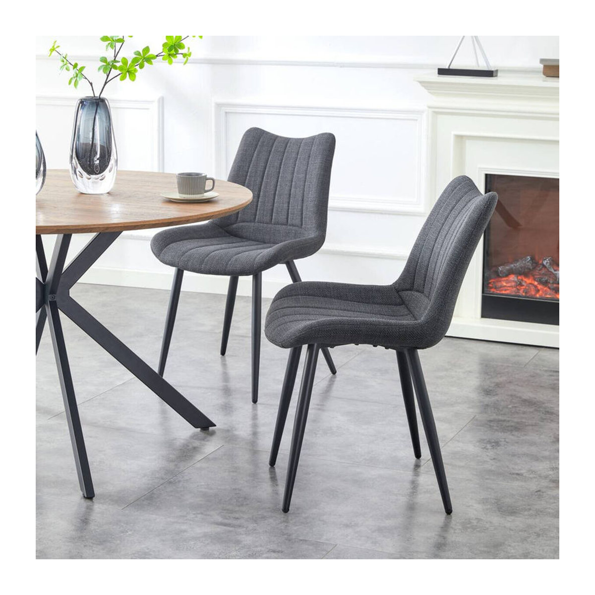 2er Set Stühle LOTTA von xonox.home in Anthrazit im skandinavischen Design, B/H/T: 53 x 86 x 59 cm - Bild 2