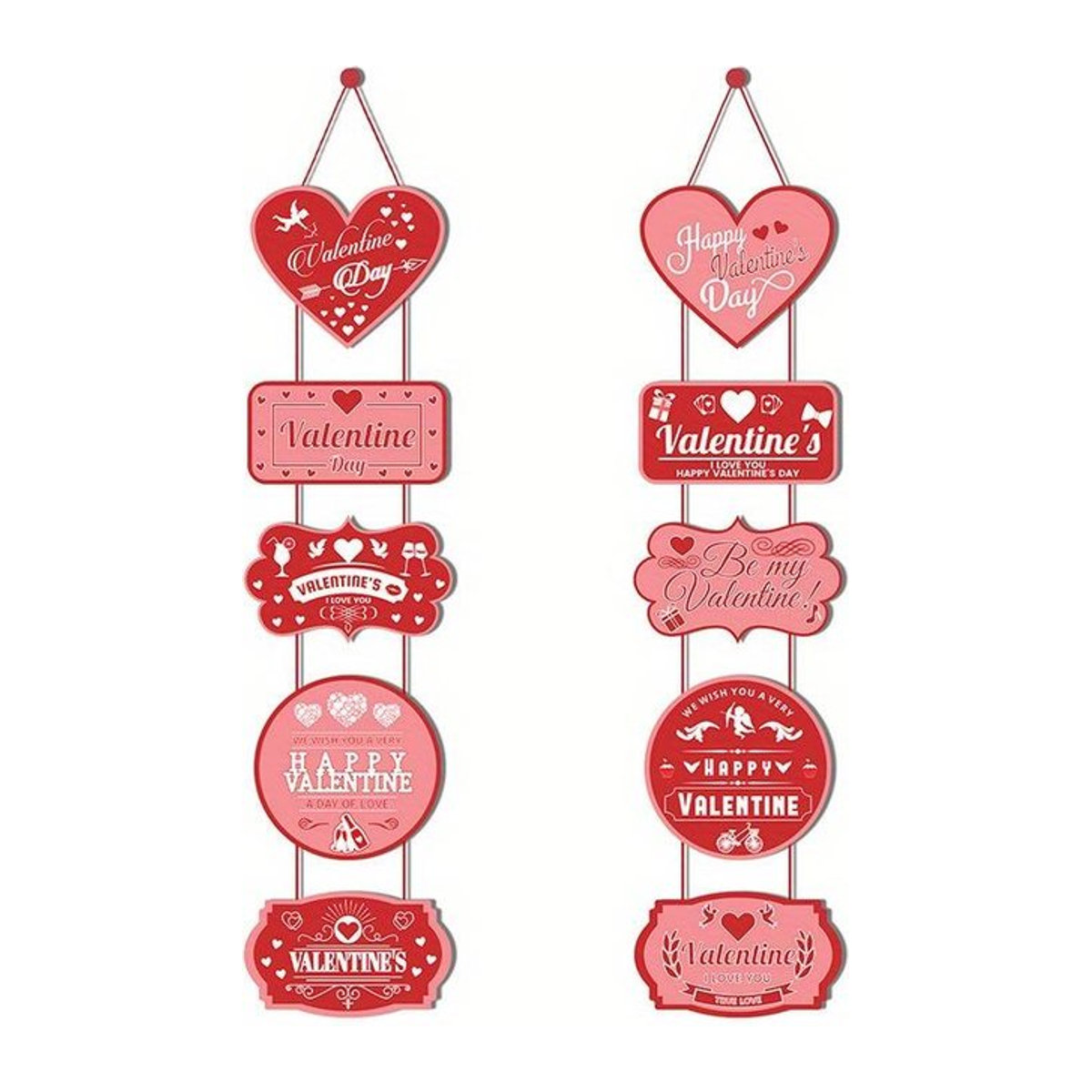 2er Set Valentinstag Türhängebanner aus Papier in Rot - Bild 1