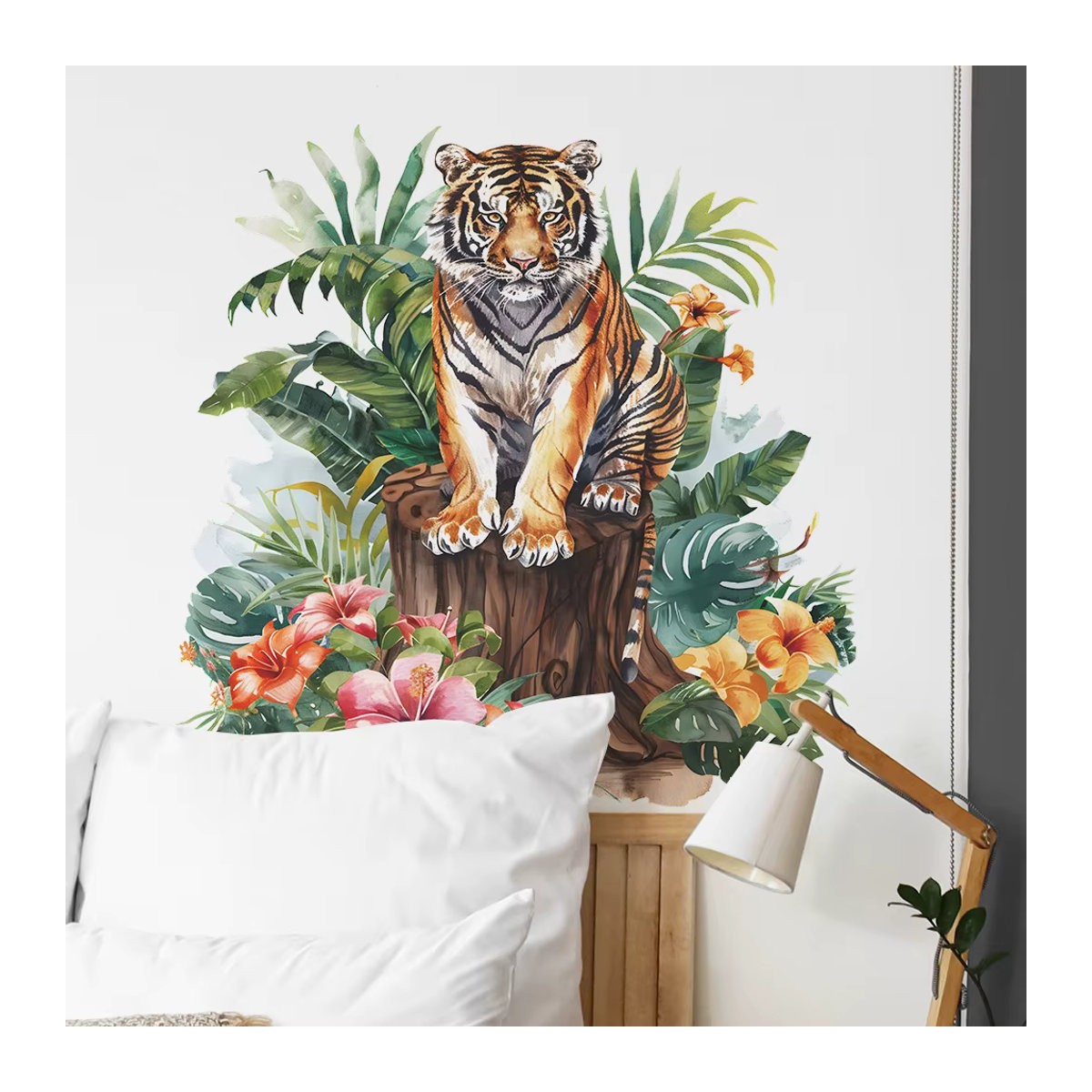 2er-Set Wandaufkleber Wald König Tiger mit grünen Pflanzen aus PVC für Wohnzimmer und Schlafzimmer - Bild 2