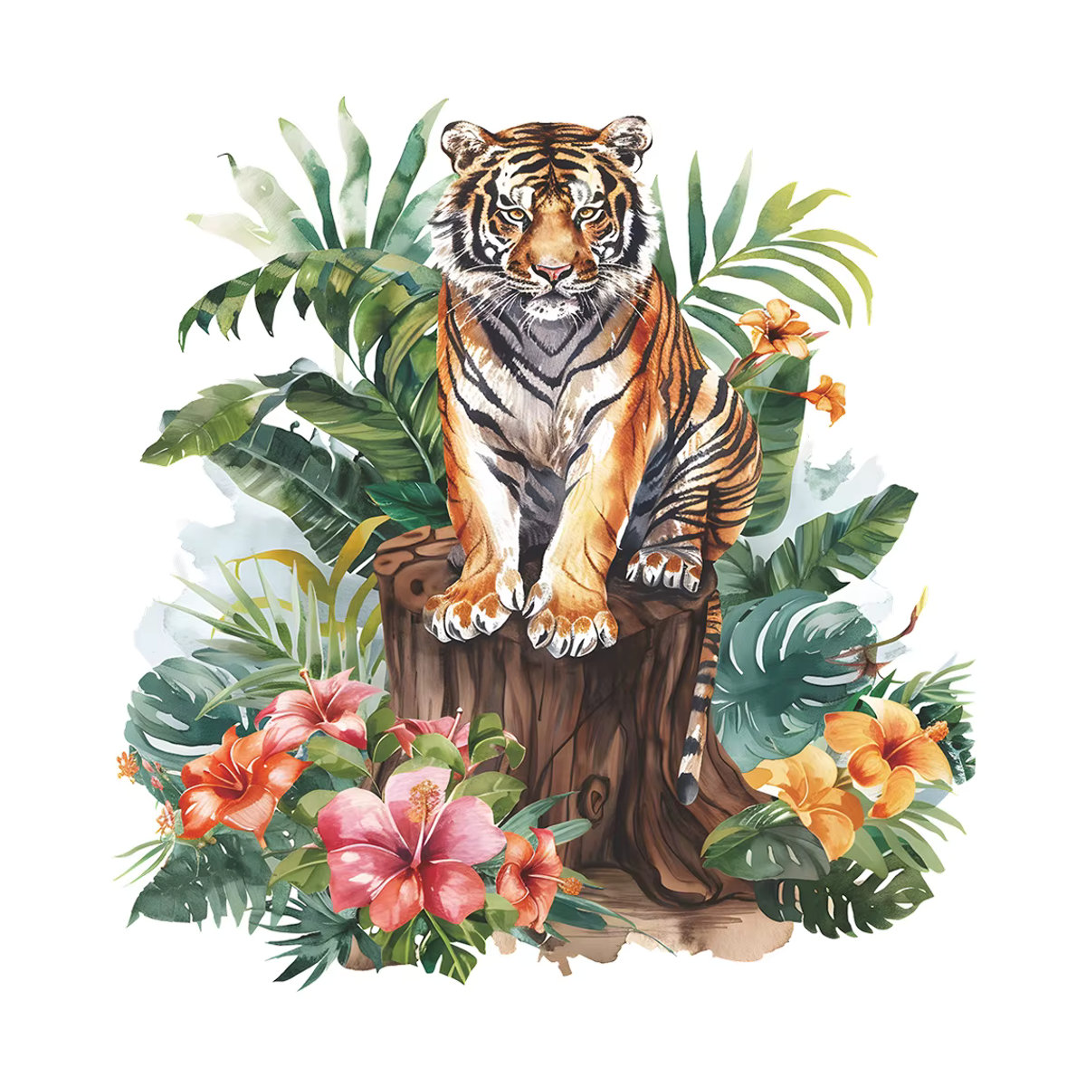 2er-Set Wandaufkleber Wald König Tiger mit grünen Pflanzen aus PVC für Wohnzimmer und Schlafzimmer - Bild 4
