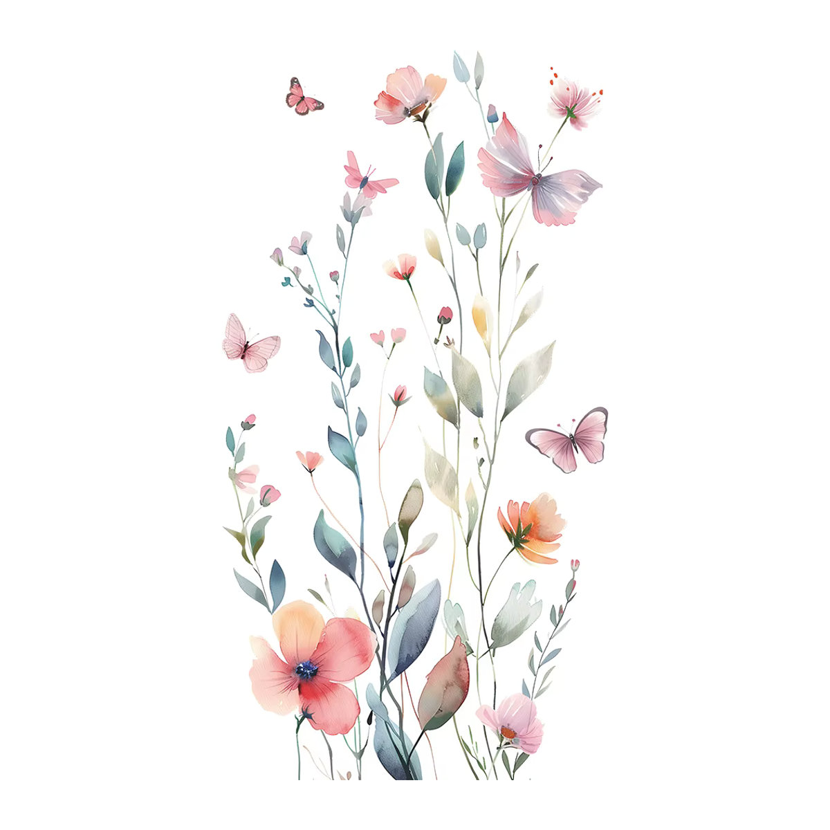 2er Set Wanddeko mit Aquarell Blumen Blättern und Schmetterlingen für Wohnzimmer und Schlafzimmer - Bild 2