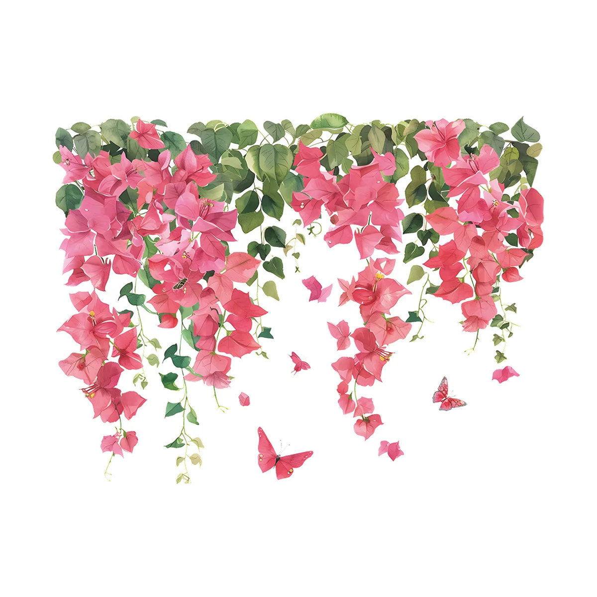 2er-Set Wanddekoration mit Aquarell-Blumen und Blättern in Rosa, Wandaufkleber für Schlafzimmer und Wohnzimmer, B/H: 30 x 30 cm - Bild 2