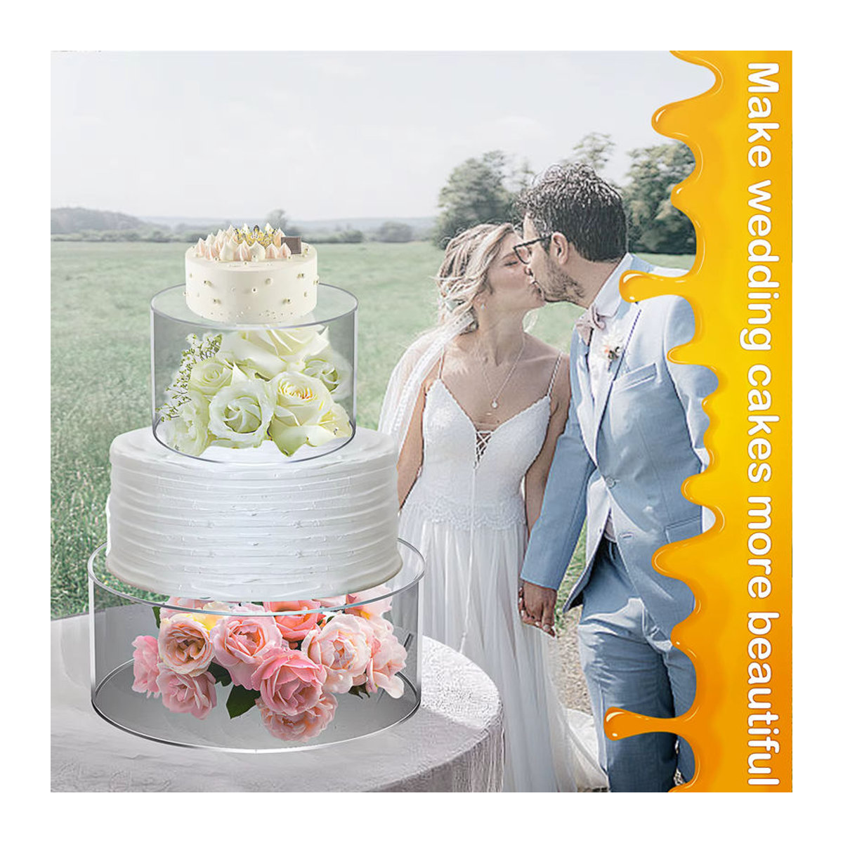 2er-Set Willstar Acryl Kuchen-Display-Boards aus transparentem Kunststoff für Hochzeit und Geburtstag, runde DIY Kuchenständer - Bild 3