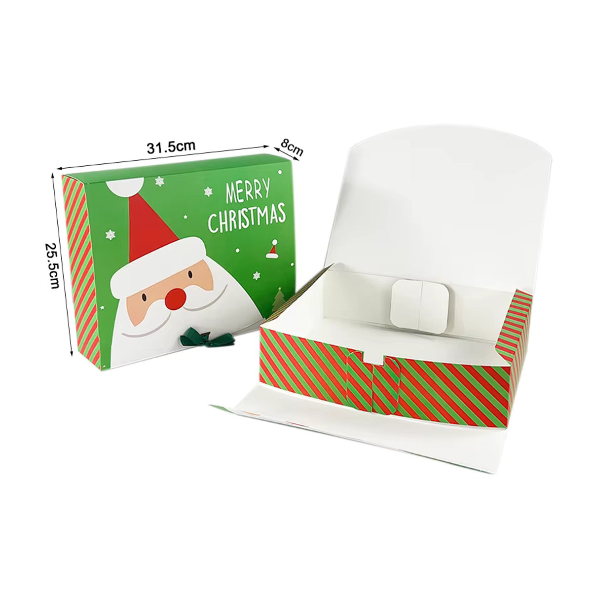 2er-Set ZQNYCY Weihnachtliche Geschenkboxen Santa Claus aus Papier, mehrfarbig und gestreift, rechteckige Süßigkeiten- und Cookie-Boxen zur Weihnachtsdekoration - Bild 1