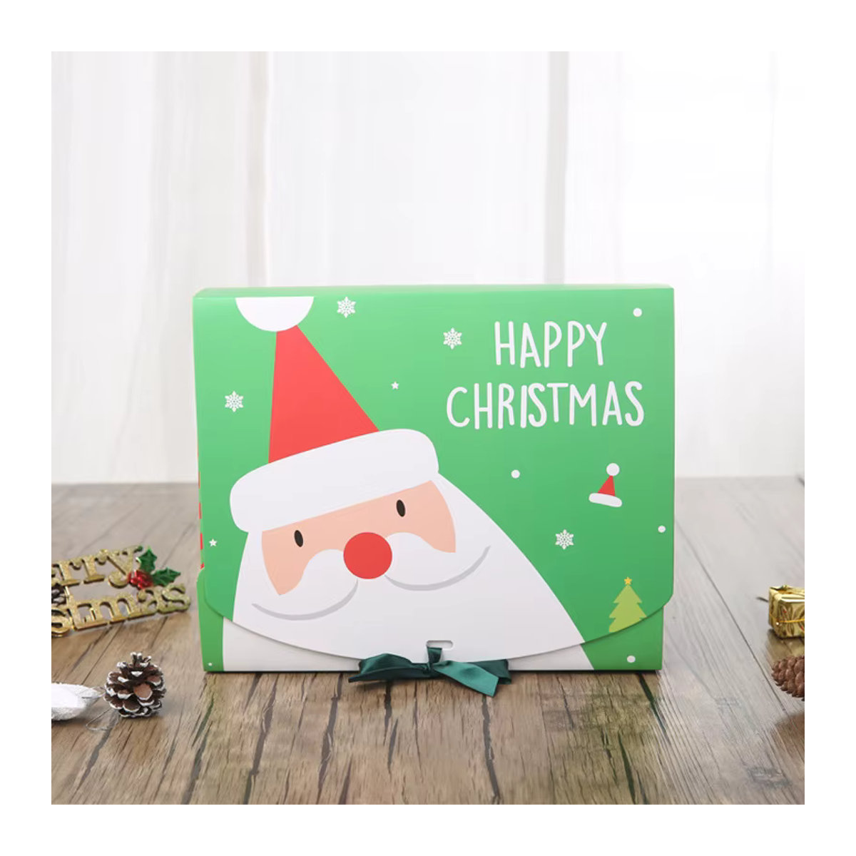2er-Set ZQNYCY Weihnachtliche Geschenkboxen Santa Claus aus Papier, mehrfarbig und gestreift, rechteckige Süßigkeiten- und Cookie-Boxen zur Weihnachtsdekoration - Bild 2