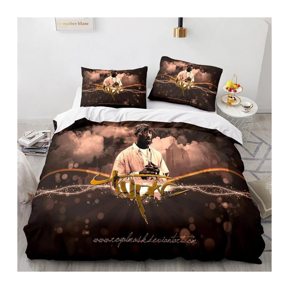 2Pac Bettwäsche Set mit 3D-Druck Tupac Amaru Shakur Motiv, Multicolor, B/H: 135 x 200 cm - Bild 1