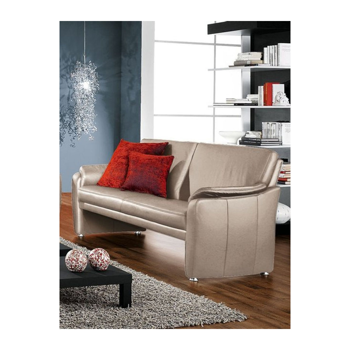 3-Sitzer Sofa Elastoform STEVE in Beige aus Echtleder, Modernes Design, B: 190 cm, H: 85 cm, T: 90 cm - Bild 1
