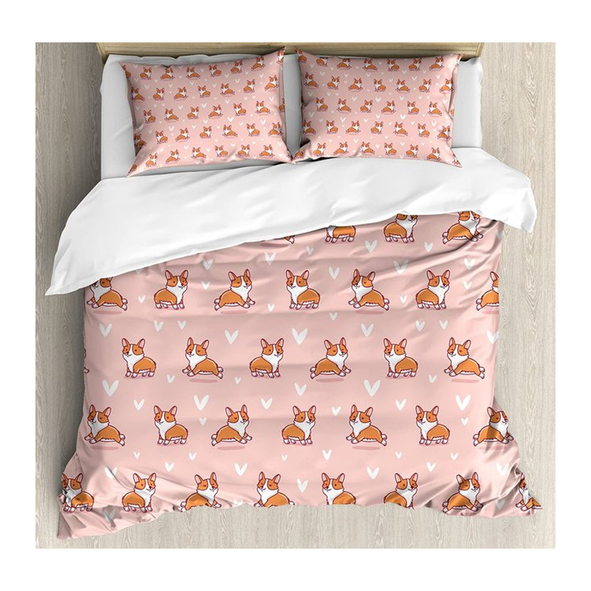 3-teiliges Bettwäsche-Set mit Corgi-Motiv für Hundeliebhaber, Bettbezug und Kissenbezug, B/H: 140 x 210 cm - Bild 1