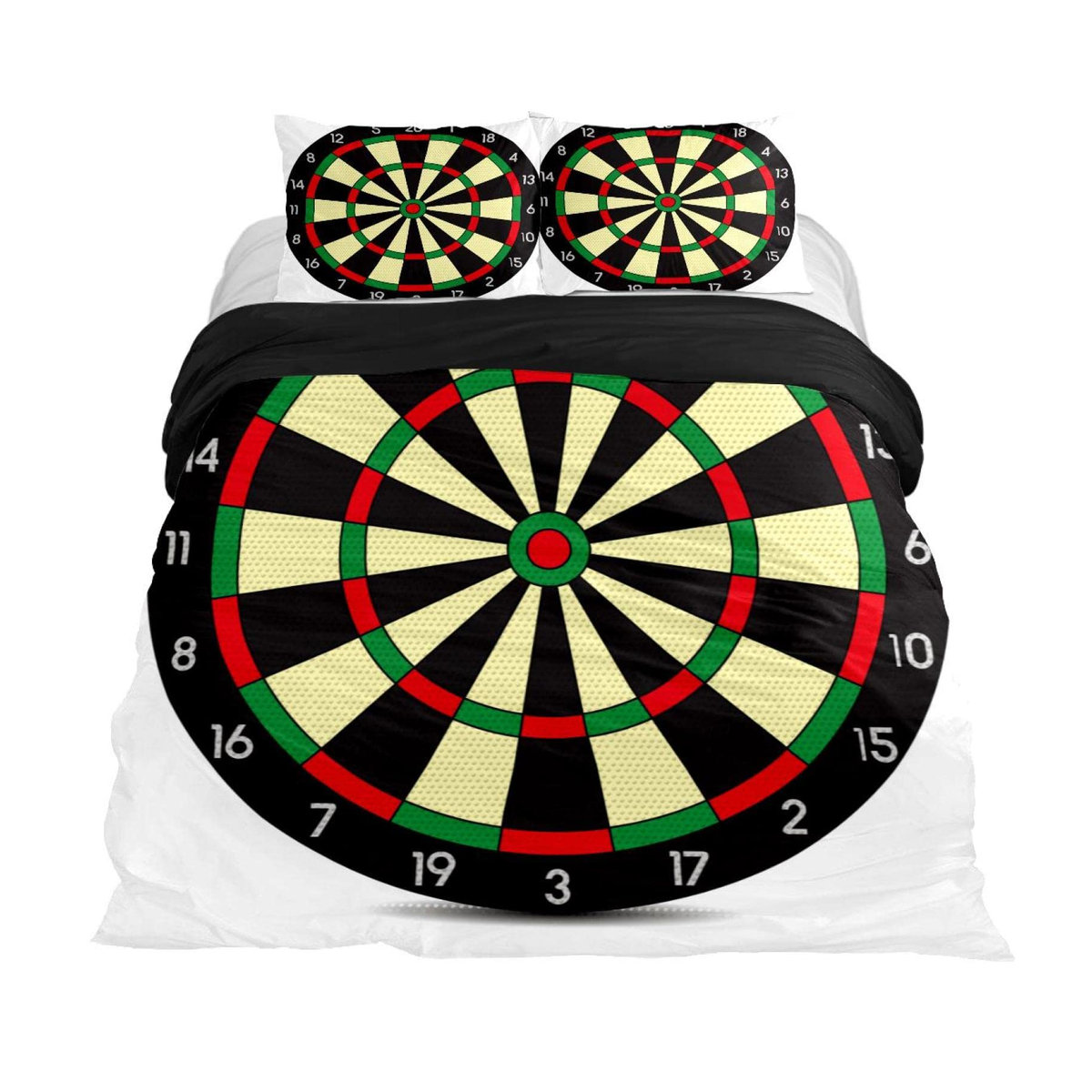 3-teiliges Bettwäsche-Set mit Dartscheiben-Design und Blitz-Flammen-Motiv, Hautfreundlich, B/H: 135 x 200 cm - Bild 1